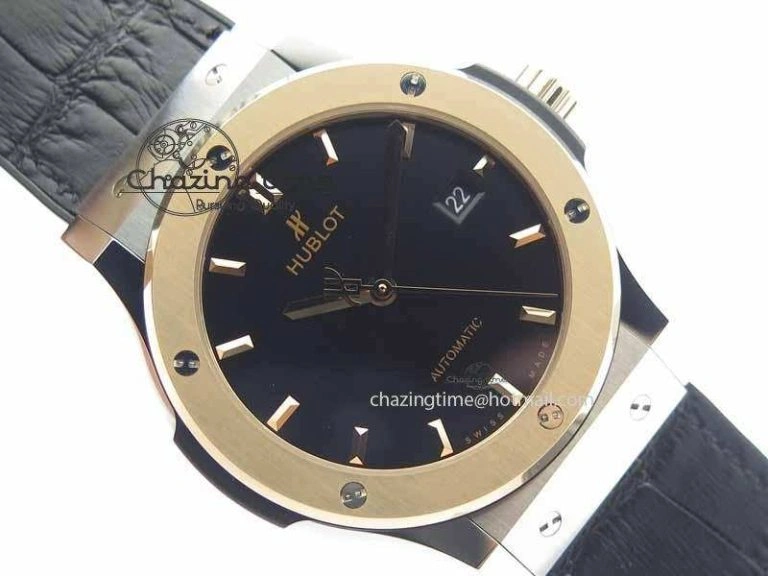 Classic Fusion 42mm Titanium JJF 1:1 Best Edition RG Bezel Black Dial On Gummy Strap A2892