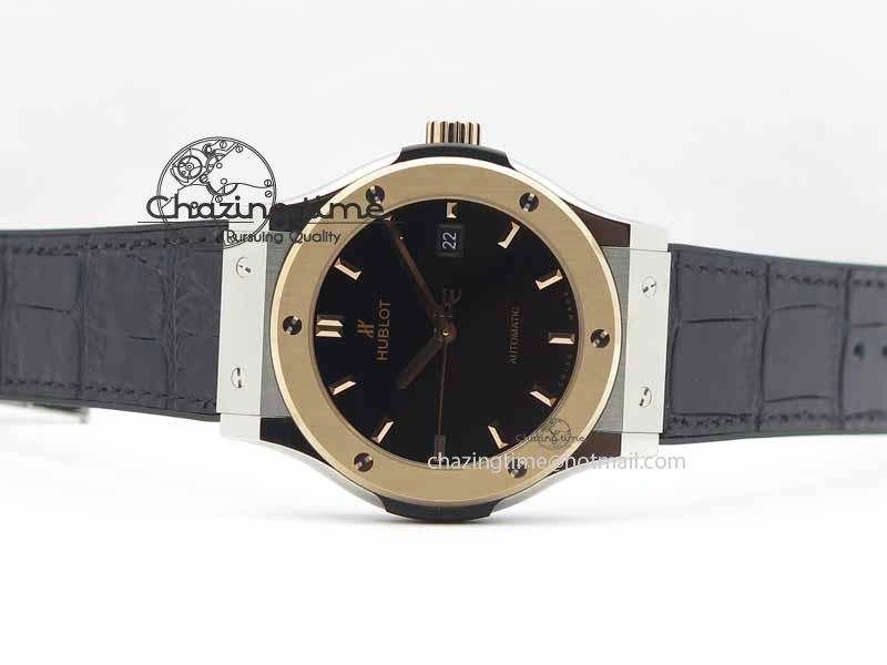 Classic Fusion 42mm Titanium JJF 1:1 Best Edition RG Bezel Black Dial On Gummy Strap A2892