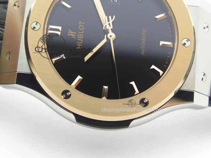 Classic Fusion 42mm Titanium JJF 1:1 Best Edition RG Bezel Black Dial On Gummy Strap A2892