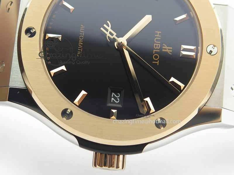 Classic Fusion 42mm Titanium JJF 1:1 Best Edition RG Bezel Black Dial On Gummy Strap A2892
