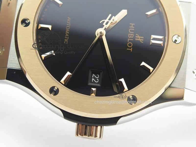 Classic Fusion 42mm Titanium JJF 1:1 Best Edition RG Bezel Black Dial On Gummy Strap A2892