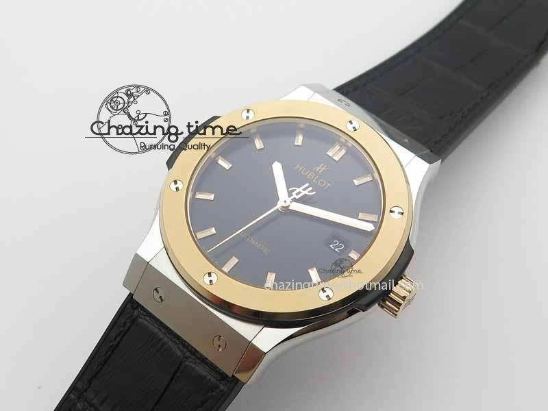 Classic Fusion 42mm Titanium JJF 1:1 Best Edition RG Bezel Black Dial On Gummy Strap A2892