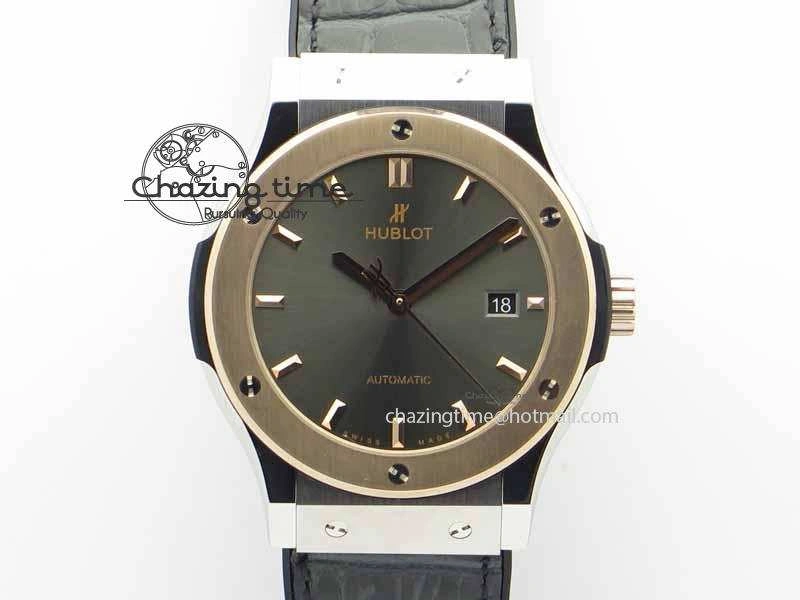 Classic Fusion 42mm Titanium JJF 1:1 Best Edition RG Bezel Gray Dial On Gummy Strap A2892