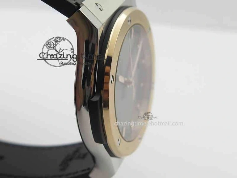 Classic Fusion 42mm Titanium JJF 1:1 Best Edition RG Bezel Gray Dial On Gummy Strap A2892
