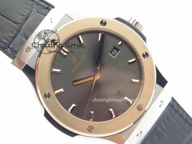 Classic Fusion 42mm Titanium JJF 1:1 Best Edition RG Bezel Gray Dial On Gummy Strap A2892