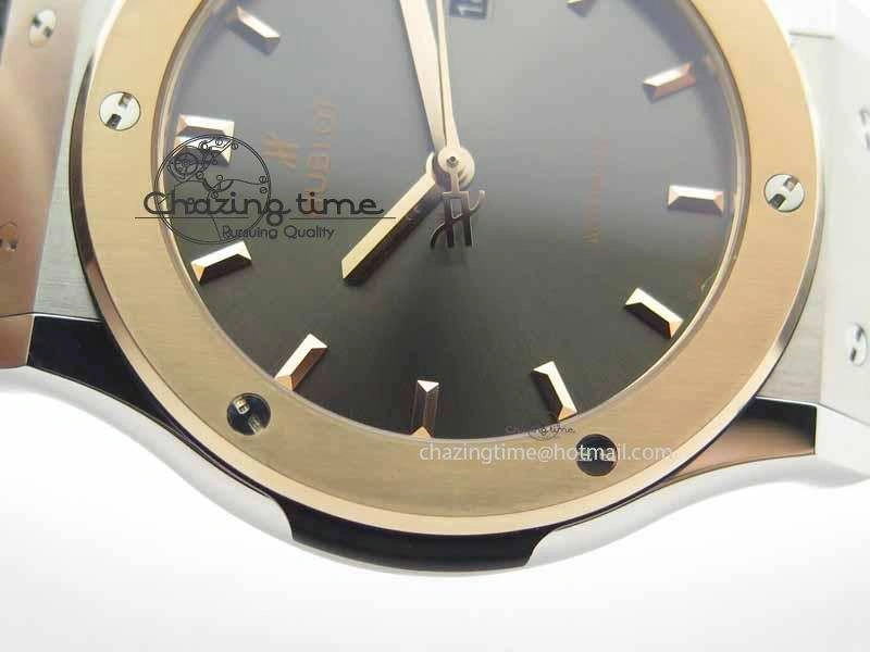Classic Fusion 42mm Titanium JJF 1:1 Best Edition RG Bezel Gray Dial On Gummy Strap A2892