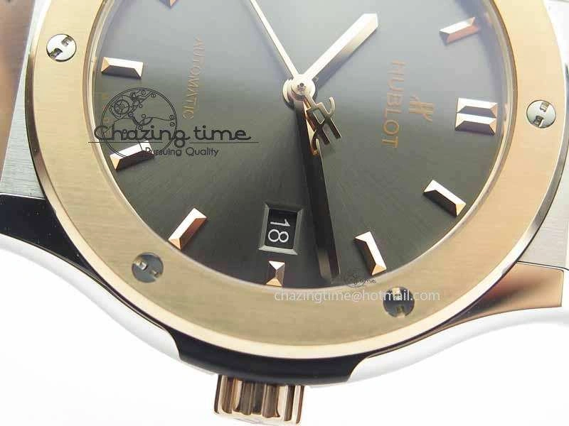 Classic Fusion 42mm Titanium JJF 1:1 Best Edition RG Bezel Gray Dial On Gummy Strap A2892
