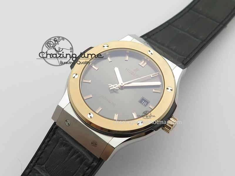 Classic Fusion 42mm Titanium JJF 1:1 Best Edition RG Bezel Gray Dial On Gummy Strap A2892