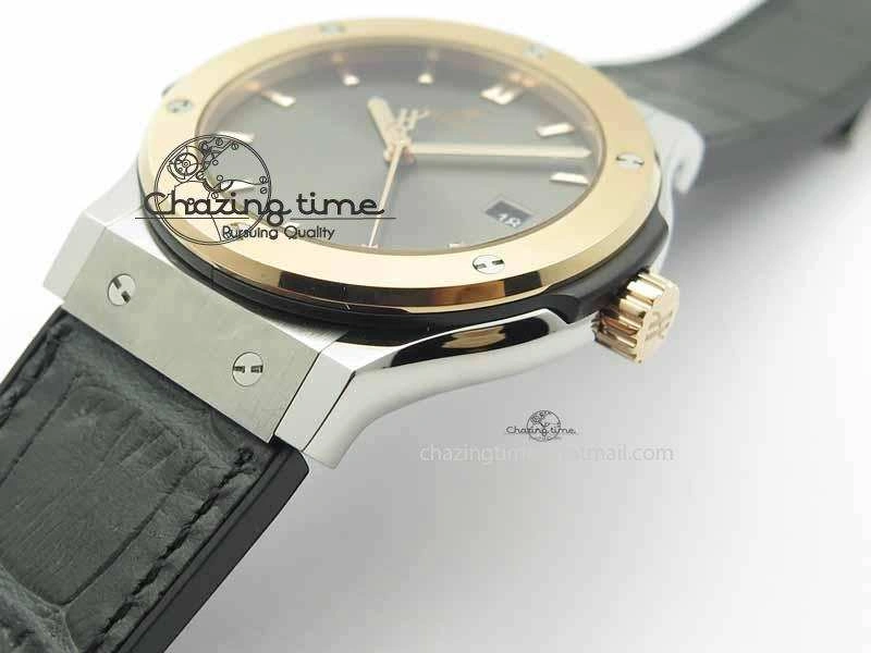 Classic Fusion 42mm Titanium JJF 1:1 Best Edition RG Bezel Gray Dial On Gummy Strap A2892