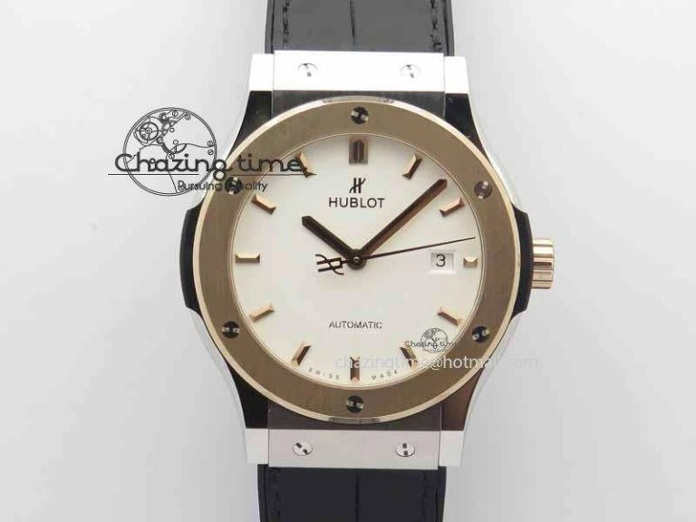Classic Fusion 42mm Titanium JJF 1:1 Best Edition RG Bezel White Dial On Gummy Strap A2892