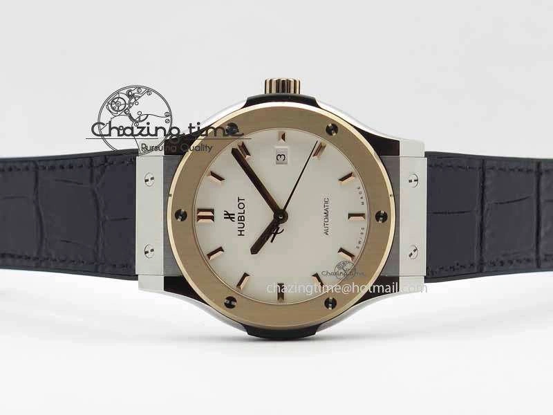 Classic Fusion 42mm Titanium JJF 1:1 Best Edition RG Bezel White Dial On Gummy Strap A2892
