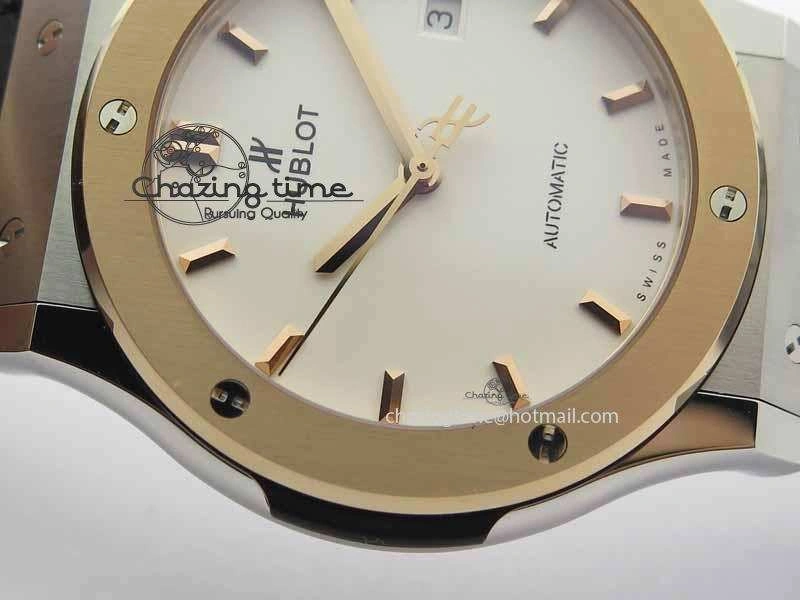 Classic Fusion 42mm Titanium JJF 1:1 Best Edition RG Bezel White Dial On Gummy Strap A2892