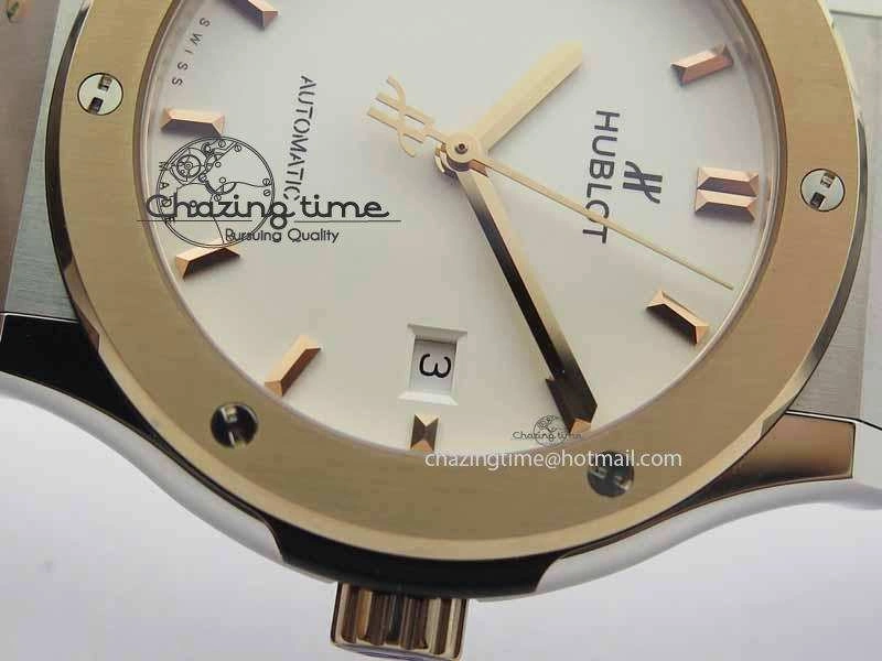 Classic Fusion 42mm Titanium JJF 1:1 Best Edition RG Bezel White Dial On Gummy Strap A2892