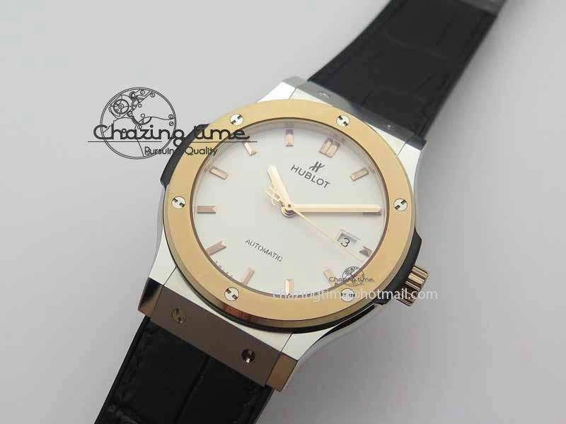 Classic Fusion 42mm Titanium JJF 1:1 Best Edition RG Bezel White Dial On Gummy Strap A2892