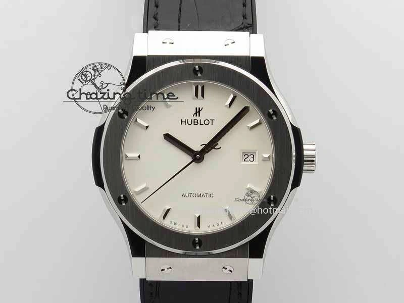 Classic Fusion 42mm Titanium JJF 1:1 Best Edition White Dial On Gummy Strap A2892