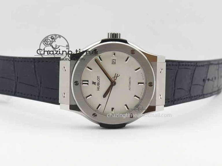 Classic Fusion 42mm Titanium JJF 1:1 Best Edition White Dial On Gummy Strap A2892