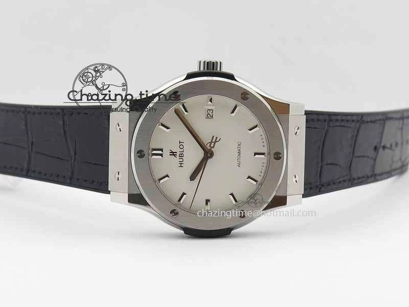 Classic Fusion 42mm Titanium JJF 1:1 Best Edition White Dial On Gummy Strap A2892