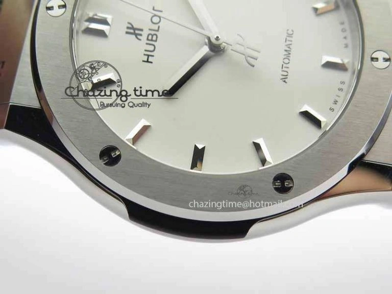 Classic Fusion 42mm Titanium JJF 1:1 Best Edition White Dial On Gummy Strap A2892