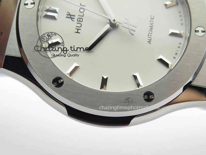Classic Fusion 42mm Titanium JJF 1:1 Best Edition White Dial On Gummy Strap A2892