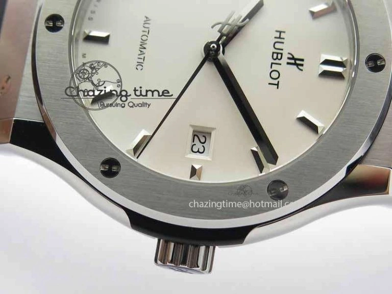 Classic Fusion 42mm Titanium JJF 1:1 Best Edition White Dial On Gummy Strap A2892