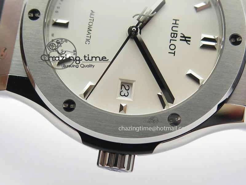 Classic Fusion 42mm Titanium JJF 1:1 Best Edition White Dial On Gummy Strap A2892