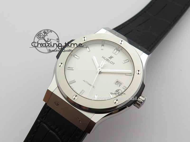 Classic Fusion 42mm Titanium JJF 1:1 Best Edition White Dial On Gummy Strap A2892