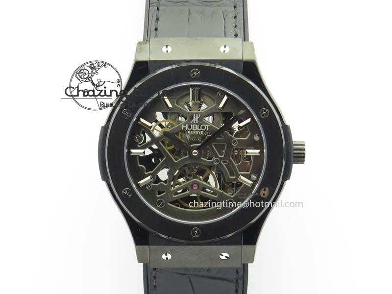 Classic Fusion 45mm BLACK DLC Case TF Best Edition SKELETON FLYING TOURBILLION