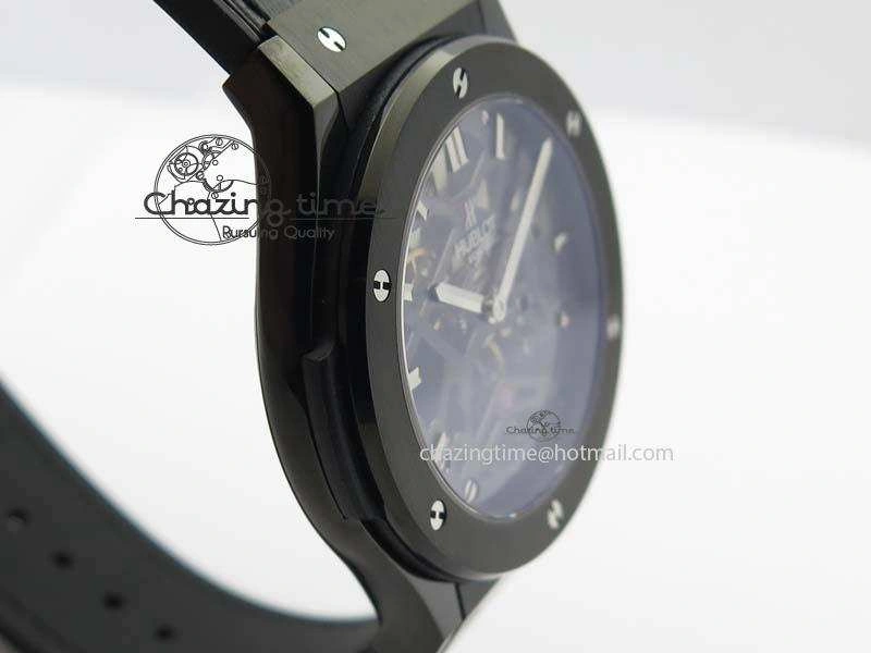 Classic Fusion 45mm BLACK DLC Case TF Best Edition SKELETON FLYING TOURBILLION