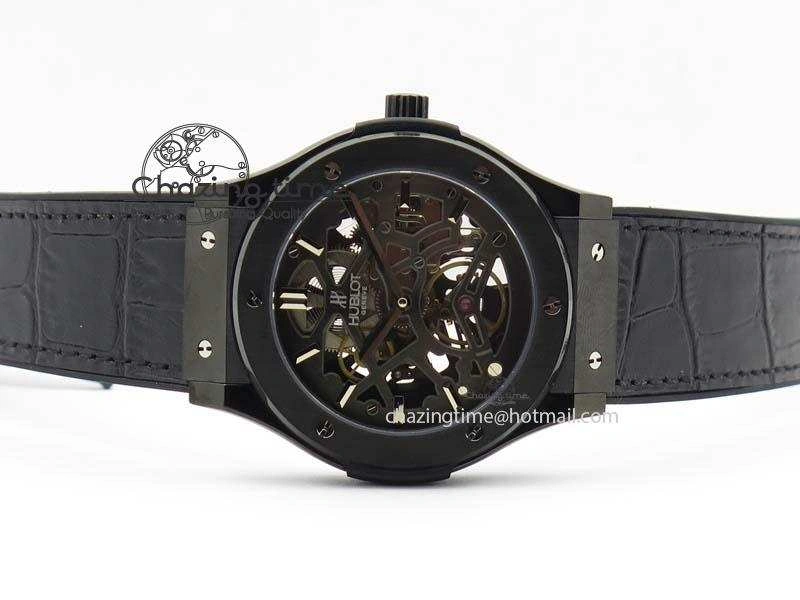Classic Fusion 45mm BLACK DLC Case TF Best Edition SKELETON FLYING TOURBILLION