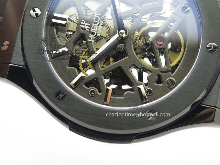 Classic Fusion 45mm BLACK DLC Case TF Best Edition SKELETON FLYING TOURBILLION