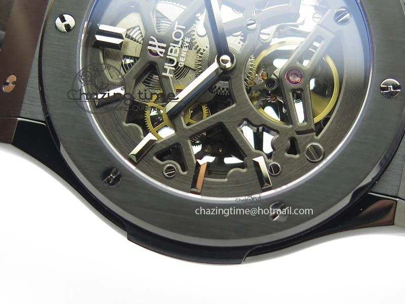 Classic Fusion 45mm BLACK DLC Case TF Best Edition SKELETON FLYING TOURBILLION