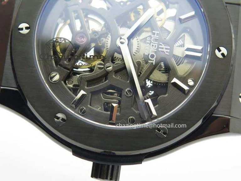 Classic Fusion 45mm BLACK DLC Case TF Best Edition SKELETON FLYING TOURBILLION