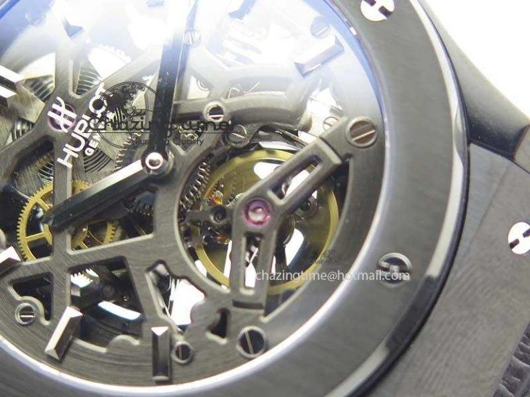 Classic Fusion 45mm BLACK DLC Case TF Best Edition SKELETON FLYING TOURBILLION