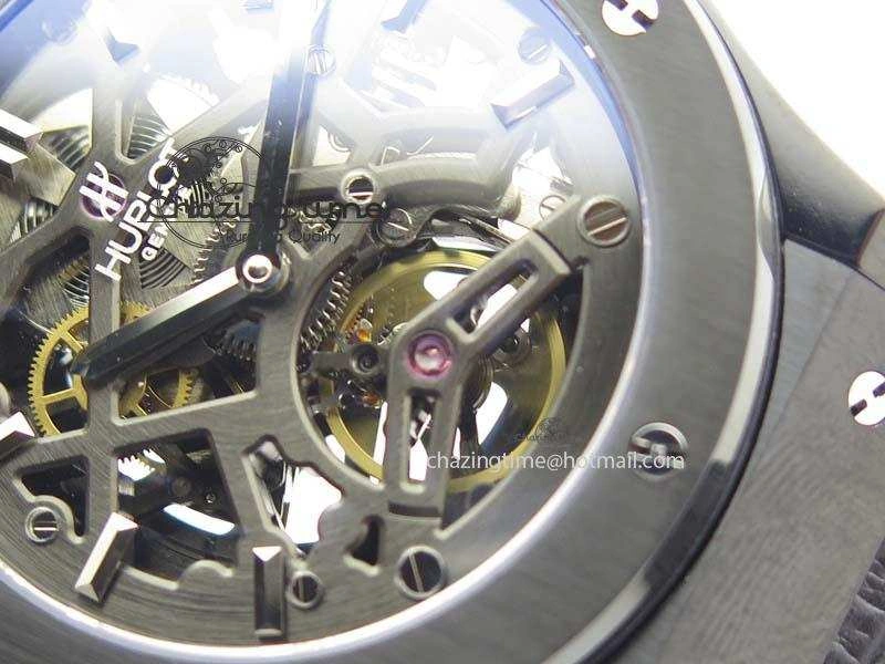 Classic Fusion 45mm BLACK DLC Case TF Best Edition SKELETON FLYING TOURBILLION