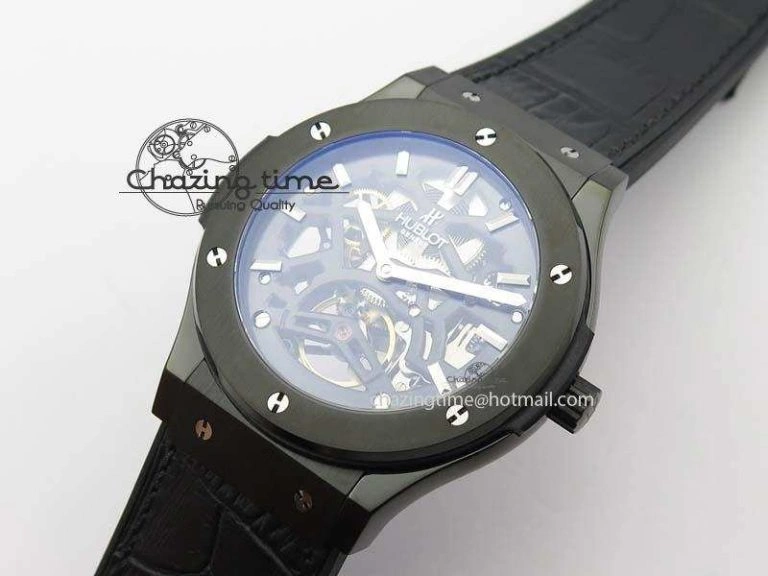 Classic Fusion 45mm BLACK DLC Case TF Best Edition SKELETON FLYING TOURBILLION