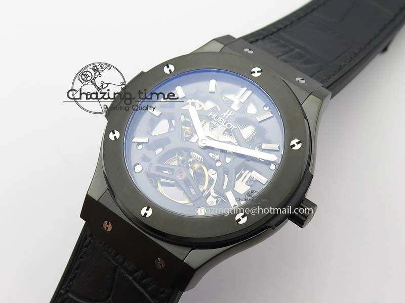 Classic Fusion 45mm BLACK DLC Case TF Best Edition SKELETON FLYING TOURBILLION