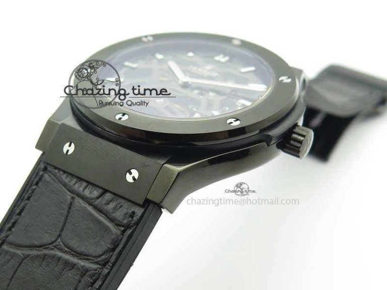Classic Fusion 45mm BLACK DLC Case TF Best Edition SKELETON FLYING TOURBILLION