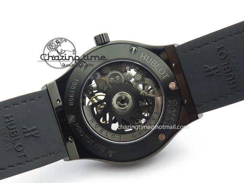 Classic Fusion 45mm BLACK DLC Case TF Best Edition SKELETON FLYING TOURBILLION