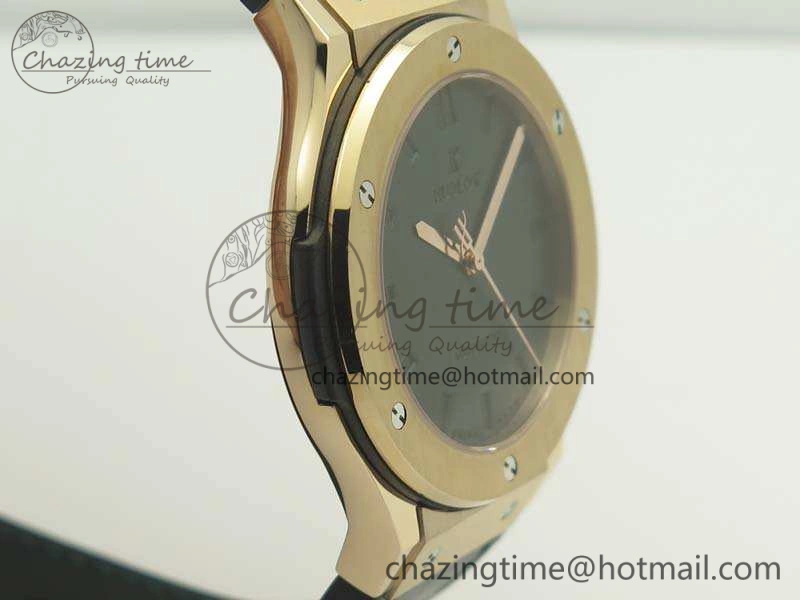 Classic Fusion 45mm RG Berluti Scritto SRF Best Edition Black Leather Dial On Gummy Strap A2892 V2