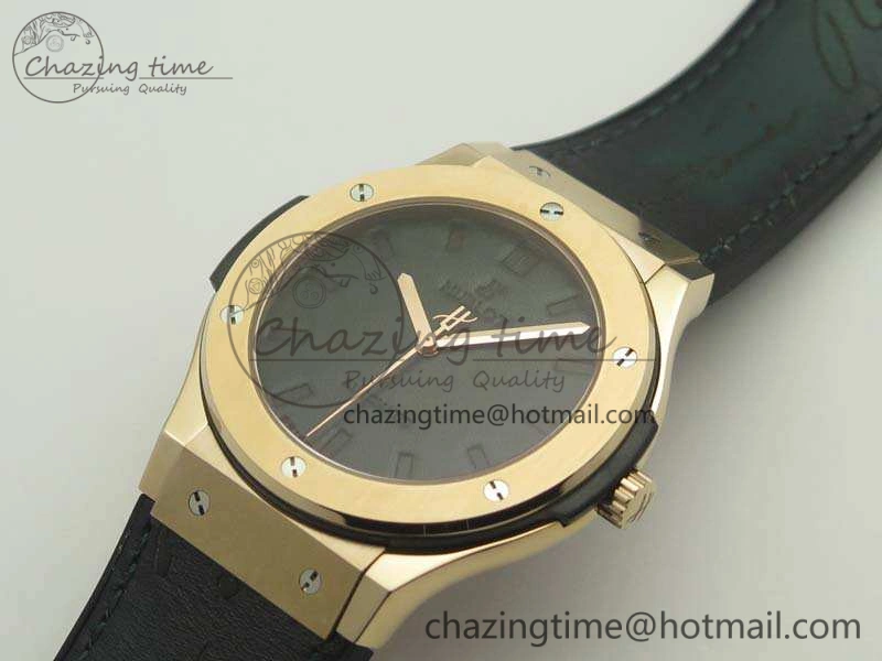 Classic Fusion 45mm RG Berluti Scritto SRF Best Edition Black Leather Dial On Gummy Strap A2892 V2