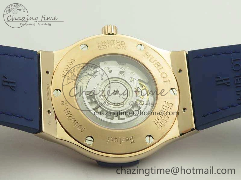 Classic Fusion 45mm RG Berluti Scritto SRF Best Edition Blue Leather Dial On Gummy Strap A2892 V2