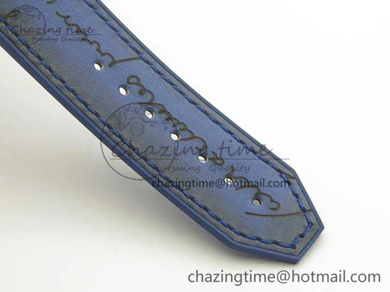 Classic Fusion 45mm RG Berluti Scritto SRF Best Edition Blue Leather Dial On Gummy Strap A2892 V2