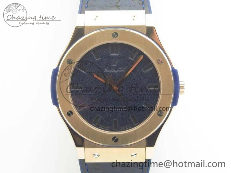 Classic Fusion 45mm RG Berluti Scritto SRF Best Edition Blue Leather Dial On Gummy Strap A2892 V2