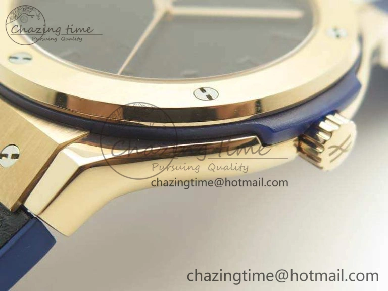 Classic Fusion 45mm RG Berluti Scritto SRF Best Edition Blue Leather Dial On Gummy Strap A2892 V2