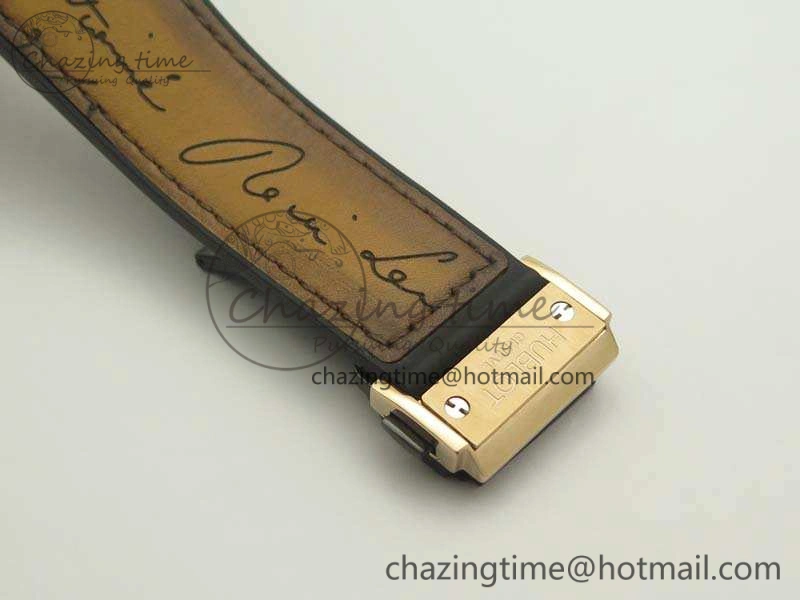 Classic Fusion 45mm RG Berluti Scritto SRF Best Edition Brown Leather Dial On Gummy Strap A2892 V2