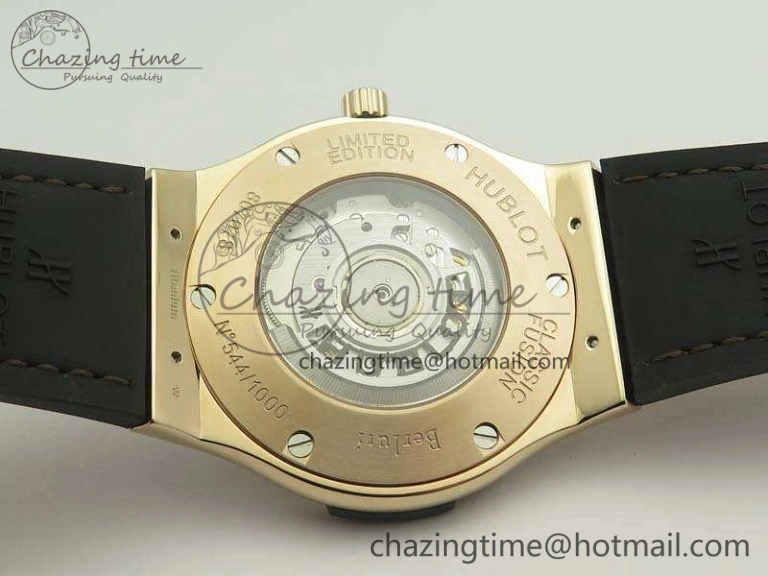 Classic Fusion 45mm RG Berluti Scritto SRF Best Edition Brown Leather Dial On Gummy Strap A2892 V2