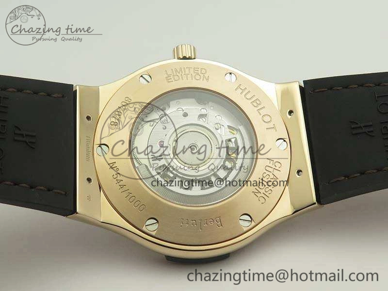 Classic Fusion 45mm RG Berluti Scritto SRF Best Edition Brown Leather Dial On Gummy Strap A2892 V2