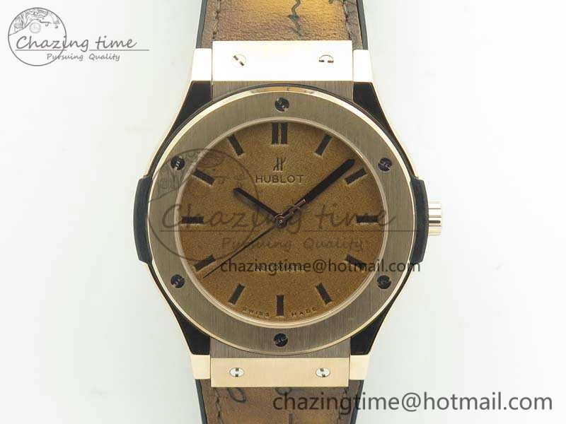Classic Fusion 45mm RG Berluti Scritto SRF Best Edition Brown Leather Dial On Gummy Strap A2892 V2