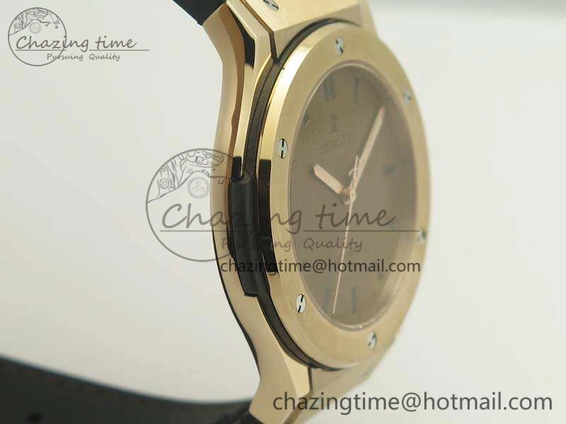 Classic Fusion 45mm RG Berluti Scritto SRF Best Edition Brown Leather Dial On Gummy Strap A2892 V2