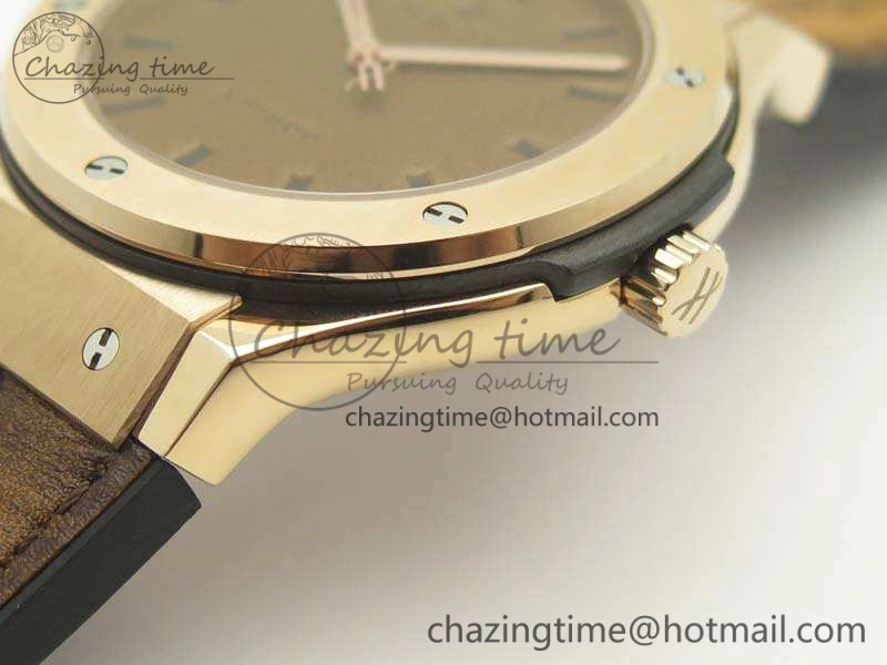 Classic Fusion 45mm RG Berluti Scritto SRF Best Edition Brown Leather Dial On Gummy Strap A2892 V2